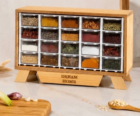 فایل ادویه کشویی 20کشو جنس پلای وود